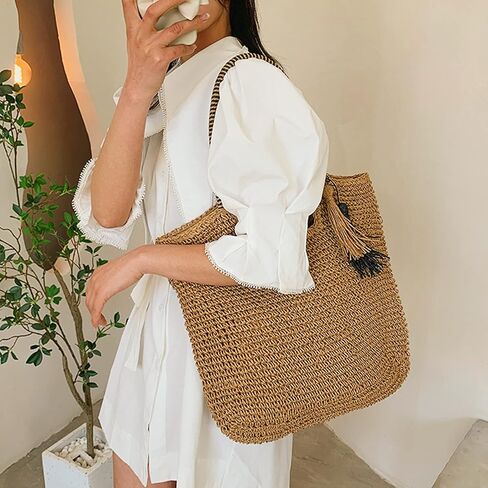 Hand Woven Straw Bag Summer Travel Straw Beach Bags for Women Square Top Handle Straw Handbag in Saudi Arabia