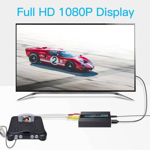 SUNNATCH RCA Svideo to HDMI Converter, RCA S-Video HDMI Adapter, Composite AV CVBS RCA to HDMI Converter, Composite or Svideo + R/L Audio in HDMI Out Converter for N64/ DVD/ PS2/ Xbox(Aluminum) in Kuwait