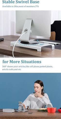 360° Rotation Monitor Stand, Grey Aluminum Alloy, Wide Compatibility for iMac, Laptop, Potted Plants, Arts & Crafts and More in Saudi Arabia