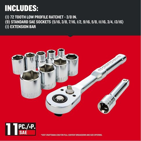 CRAFTSMAN Socket Set with Ratchet, Metric, 3/8" Drive, 11-Piece Set with Case (CMMT12027) in Saudi Arabia
