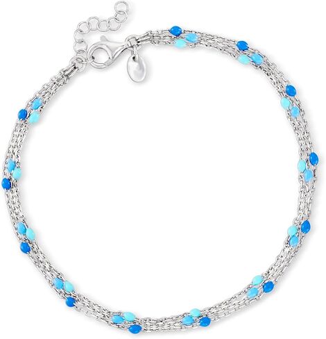 Ross-Simons Italian Tonal Blue Enamel Bead Station Anklet in Sterling Silver. 9 inches in Saudi Arabia
