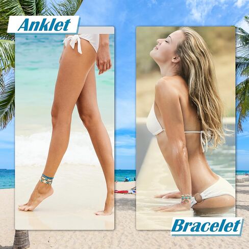 JOERICA 24 Pcs Waterproof String Bracelets for Women Handmade Friendship Bracelet Ocean Beach Boho Bracelets Anklets for Women Surfer Wave Boho Adjustable Bracelet Summer Jewelry in Saudi Arabia
