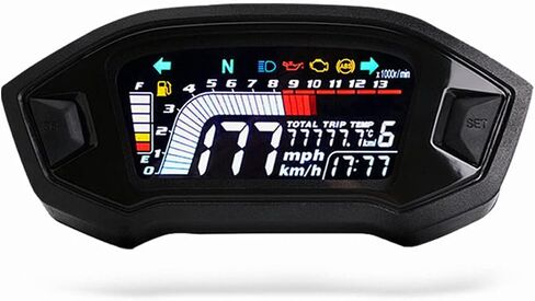 عداد سرعة رقمي للدراجات النارية من Sunydog، عداد سرعة الدوران العالمي LCD عداد المسافات الرقمي مقياس مستوى الوقود 14000 دورة في الدقيقة 199 كم/ساعة لـ 1,2,4 أسطوانات in Kuwait