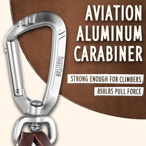 مقود جلدي مجدول للكلاب من مايتي باو - مقود أصلي عالي التحمل للحيوانات الأليفة - مقبض ناعم - مشبك دوار معدني قوي - مقود جلدي مضفر للكلاب الكبيرة - مقاود جلدية للكلاب - مقاس 6 بوصات قياسي/بني in Kuwait