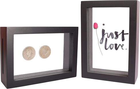 5x7" Display Shadow Box Frame (2-Pack) with Linen Background - Ready to Hang Shadowbox Picture Frame - Easy to Use - Box Display Frame, Concert and Sport Tickets, Medals, Pins, Wedding and Vacation in Saudi Arabia
