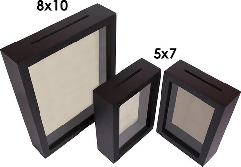 5x7" Display Shadow Box Frame (2-Pack) with Linen Background - Ready to Hang Shadowbox Picture Frame - Easy to Use - Box Display Frame, Concert and Sport Tickets, Medals, Pins, Wedding and Vacation in Saudi Arabia