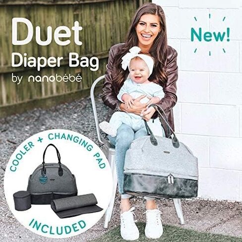 NANOBÉBÉ Breastmilk Baby Bottle Deluxe Cooler & Travel Bag with Ice Pack Included. Compact Triple Insulated, Easily attaches to Stroller or Diaper Bag- Grey in Kuwait