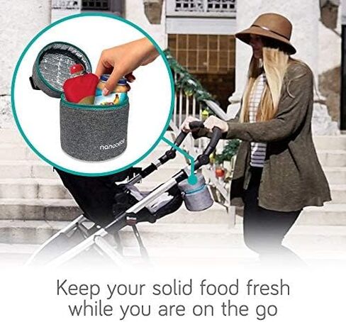 NANOBÉBÉ Breastmilk Baby Bottle Deluxe Cooler & Travel Bag with Ice Pack Included. Compact Triple Insulated, Easily attaches to Stroller or Diaper Bag- Grey in Kuwait