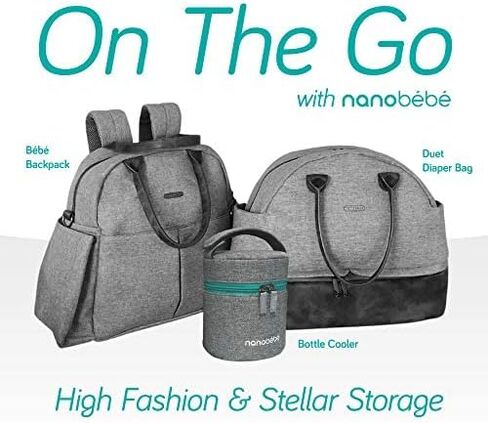 NANOBÉBÉ Breastmilk Baby Bottle Deluxe Cooler & Travel Bag with Ice Pack Included. Compact Triple Insulated, Easily attaches to Stroller or Diaper Bag- Grey in Kuwait