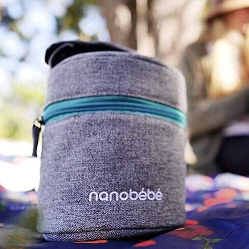 NANOBÉBÉ Breastmilk Baby Bottle Deluxe Cooler & Travel Bag with Ice Pack Included. Compact Triple Insulated, Easily attaches to Stroller or Diaper Bag- Grey in Kuwait