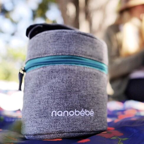 NANOBÉBÉ Breastmilk Baby Bottle Deluxe Cooler & Travel Bag with Ice Pack Included. Compact Triple Insulated, Easily attaches to Stroller or Diaper Bag- Grey in Kuwait
