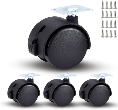 Zorfeter 1.5 Inch M8 Threaded Stem Casters Wheels, Black Nylon Furniture Casters Set of 4, Heavy Duty Replacement Swivel Casters Wheels for Furniture, Cart, Cabinet, Shelf in Saudi Arabia