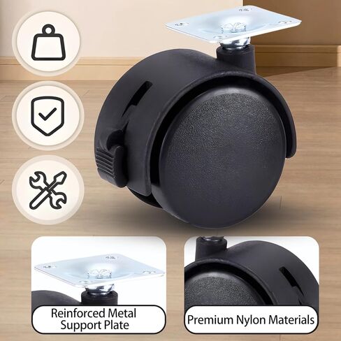 Zorfeter 1.5 Inch M8 Threaded Stem Casters Wheels, Black Nylon Furniture Casters Set of 4, Heavy Duty Replacement Swivel Casters Wheels for Furniture, Cart, Cabinet, Shelf in Saudi Arabia