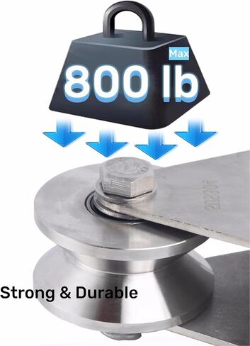 Stainless Steel Groove Wheel Pulley, Silent Single Pulley Block Wall-Mounted Lifting Pulley Block Heavy Duty Wheels Sliding Gate Rollers Pressure Bearing Pulley for Handling, Moving(2Pack V Type) in Saudi Arabia