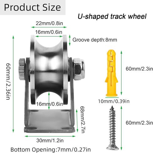 بكرة عجلة أخدود من الفولاذ المقاوم للصدأ، كتلة بكرة واحدة صامتة مثبتة على الحائط، كتلة بكرة رفع عالية التحمل، بكرات بوابة منزلقة، بكرة تحمل الضغط للتعامل مع الحركة (2 حزمة من النوع V) in Kuwait