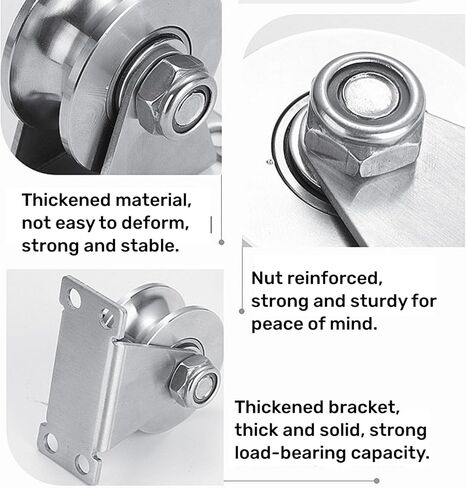 بكرة عجلة أخدود من الفولاذ المقاوم للصدأ، كتلة بكرة واحدة صامتة مثبتة على الحائط، كتلة بكرة رفع عالية التحمل، بكرات بوابة منزلقة، بكرة تحمل الضغط للتعامل مع الحركة (2 حزمة من النوع V) in Kuwait