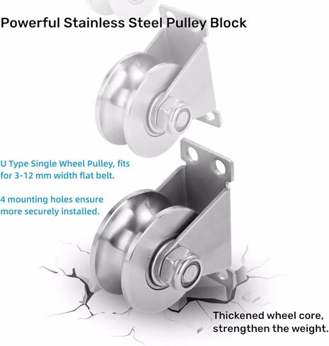 بكرة عجلة أخدود من الفولاذ المقاوم للصدأ، كتلة بكرة واحدة صامتة مثبتة على الحائط، كتلة بكرة رفع عالية التحمل، بكرات بوابة منزلقة، بكرة تحمل الضغط للتعامل مع الحركة (2 حزمة من النوع V) in Kuwait