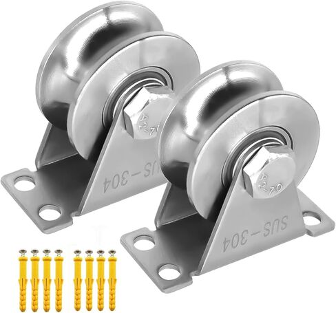 بكرة عجلة أخدود من الفولاذ المقاوم للصدأ، كتلة بكرة واحدة صامتة مثبتة على الحائط، كتلة بكرة رفع عالية التحمل، بكرات بوابة منزلقة، بكرة تحمل الضغط للتعامل مع الحركة (2 حزمة من النوع V) in Kuwait