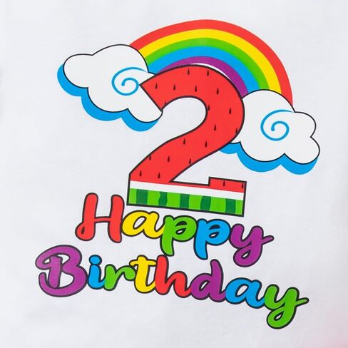 DANBAIEGG Baby Girl Watermelon Birthday Rainbow Set Romper+GlitterShorts+Headpiece 1-3T in Saudi Arabia