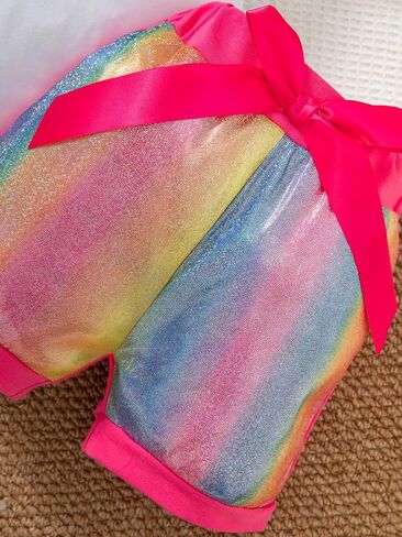 DANBAIEGG Baby Girl Watermelon Birthday Rainbow Set Romper+GlitterShorts+Headpiece 1-3T in Saudi Arabia