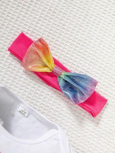 DANBAIEGG Baby Girl Watermelon Birthday Rainbow Set Romper+GlitterShorts+Headpiece 1-3T in Saudi Arabia