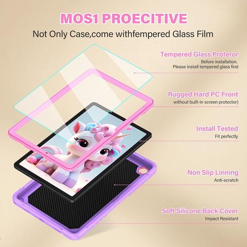 حافظة TOMORRY لهاتف Samsung Galaxy Tab A9+/ A9 Plus مقاس 11 بوصة 2023 مع واقي شاشة من الزجاج المقوى، وحزام كتف بحامل وحيد القرن، مقاوم للصدمات لهاتف Galaxy Tab A9 Plus، حافظة كمبيوتر لوحي للأطفال البنات (أرجواني) in Kuwait