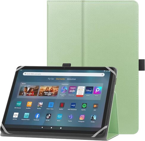 HoYiXi Universal Case for 9-10.1 inch Tablet Fire HD 10/ Fire HD 10 Plus with Stand Folio and Hand Strap Protective Cover for 9"-10.1" Samsung Huawei Android Tablet - Green in Saudi Arabia