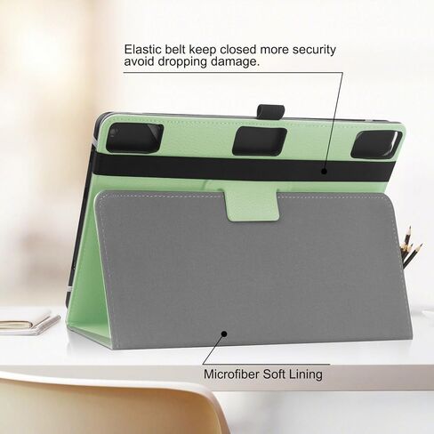 HoYiXi Universal Case for 9-10.1 inch Tablet Fire HD 10/ Fire HD 10 Plus with Stand Folio and Hand Strap Protective Cover for 9"-10.1" Samsung Huawei Android Tablet - Green in Saudi Arabia