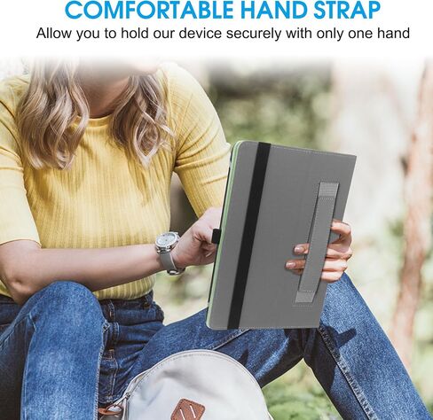 HoYiXi Universal Case for 9-10.1 inch Tablet Fire HD 10/ Fire HD 10 Plus with Stand Folio and Hand Strap Protective Cover for 9"-10.1" Samsung Huawei Android Tablet - Green in Saudi Arabia