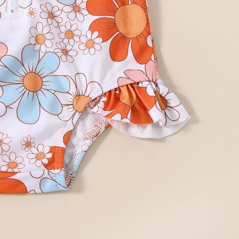 Toddler Baby Girl Swimsuit Zipper Rash Guard Bathing Suit Floral One Piece Bikini Ruffles Long Sleeve Swimwear in Saudi Arabia