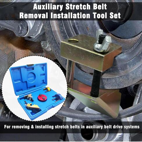 BOVIEER Auxiliary Stretch Belt Removal Installation Tool Set, Engine Pulley Drive Belt Remover Installer Kit Compatible with Ford BMW Benz Audi Fiat Peugeot in Kuwait