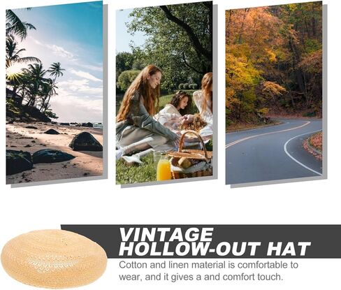 قبعة بيريه صيفية للسيدات من TENDYCOCO قبعات صغيرة على الطراز الفرنسي مجوفة للخارج قبعة منسوجة للرسامين (كاكي) in Kuwait