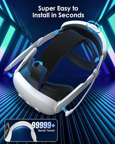 حزام رأس بطارية Maecker vr K3 لحزام الرأس Quest 3 مع حزمة بطارية 6000 مللي أمبير في الساعة حزام النخبة المتوازن لملحقات Quest 3 in Kuwait