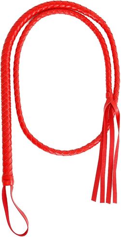 AMIJOUX جلد صناعي سوط زي سوط مصنوع يدويًا، جلد PU أحمر للفروسية، سوط ركوب الخيل مع مقبض ناعم لأداء المسرح، إكسسوارات أزياء تنكرية in Kuwait