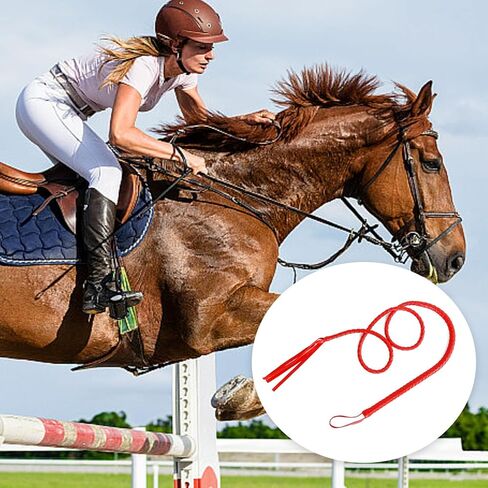 AMIJOUX جلد صناعي سوط زي سوط مصنوع يدويًا، جلد PU أحمر للفروسية، سوط ركوب الخيل مع مقبض ناعم لأداء المسرح، إكسسوارات أزياء تنكرية in Kuwait