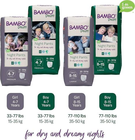 Bambo Nature Premium Dreamy Night Pants: Girls 4-7 years, 60 Count in Saudi Arabia