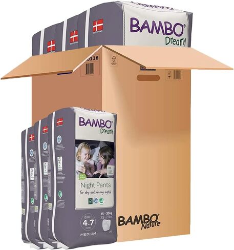 Bambo Nature Premium Dreamy Night Pants: Girls 4-7 years, 60 Count in Saudi Arabia