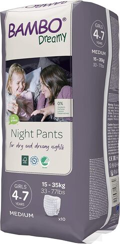 سراويل Bambo Nature Premium Dreamy Night: للفتيات من عمر 4 إلى 7 سنوات، عدد 60 قطعة in Kuwait