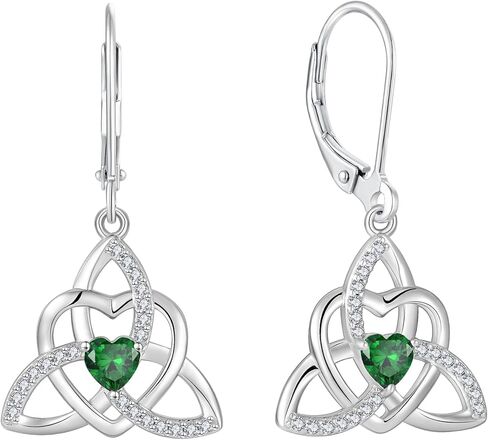 YIFSIY سلتيك عقدة أقراط الثالوث عقدة Leverback 925 فضة استرخى انخفاض القرط للنساء القلب جوهرة مجوهرات هدايا in Kuwait