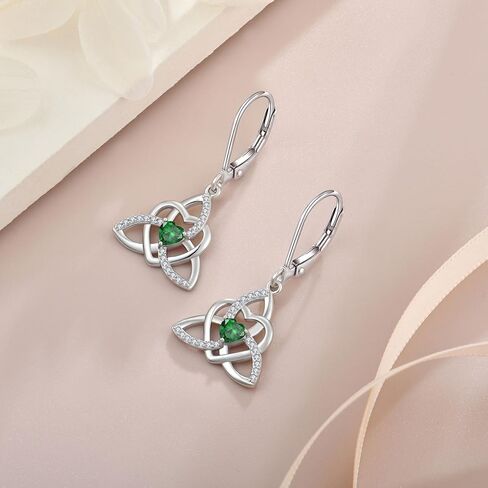 YIFSIY سلتيك عقدة أقراط الثالوث عقدة Leverback 925 فضة استرخى انخفاض القرط للنساء القلب جوهرة مجوهرات هدايا in Kuwait