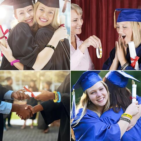 JUNEBRUSHS 42Pcs Class of 2024 Grad Rubber Wristbands Silicone Bracelets for Students Teachers 2024 Graduation Party Favors Present Supplies in Saudi Arabia