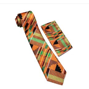 ShopHaven African Kente Tie Set, Ankara Tie and Handkerchief, Afrocentric Necktie and Hanky, African Men Accessory in Saudi Arabia