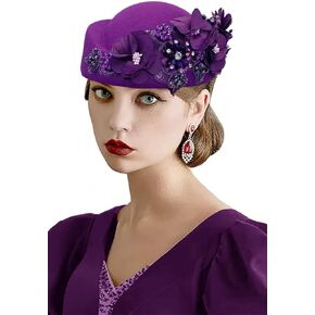 قبعة نسائية من اللباد البريطاني القديم، غطاء رأس الكنيسة ديربي مع قبعة ناعمة للنساء من الأزهار in Kuwait