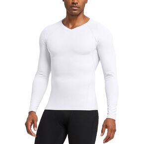 Men's Compression Shirts Long Sleeve V-Neck Running Workout Sports Undershirt Thermal Base Layer Tops in Kuwait