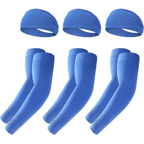 JATEBI 6 Pack Sports Headband and Arm Sleeves Sweatbands Cooling UV Sun Protection for Running Yoga Fitness Workout in Kuwait