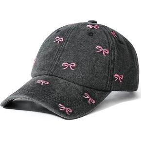 Jeasona Bow Embroidery Baseball Cap Hat, Romantic Trendy Trucker Hat in Kuwait