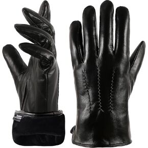 قفازات VIKIDEER الجلدية الرائعة للرجال من جلد الخراف مع بطانة قطيفة وقفازات قيادة تعمل باللمس in Kuwait