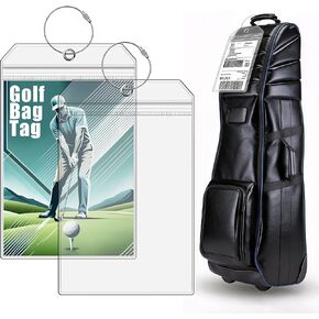 عبوتان من حامل بطاقات شحن حقيبة جولف كبيرة جدًا مقاس 9 × 6 بوصة - بطاقة أمتعة من مادة PVC المقاومة للماء شديدة التحمل مع حلقة معززة وكابل فولاذي آمن - مثالية لعصي الشحن وFedEx وUPS in Kuwait