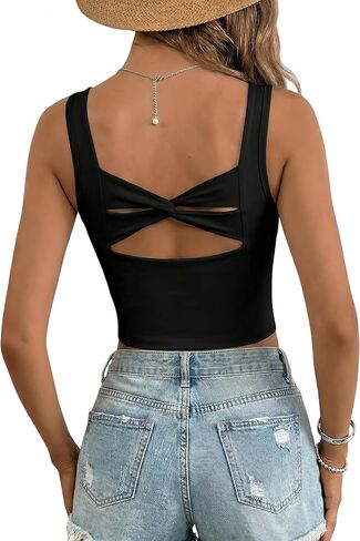 Dokotoo Womens Workout Tank Tops with Built in Bra Casual Sleeveless Shirts Cross Backless Fitted Going Out Tops in Saudi Arabia