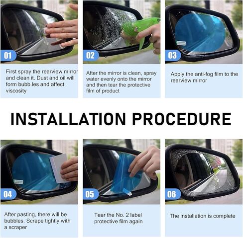 2 PCS Car Rearview Rainproof Film, PET Anti-glare Non-peeling Rearview Mirror Rain Protection Film, 3.94" x 5.71" Self-adhesive Window Glass Clarity Tool, for Most Vehicles (Transparent) in Saudi Arabia